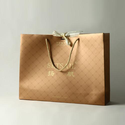 苏州常熟工厂专业定做设计**金色丝带礼品袋 手提礼品纸袋定.
